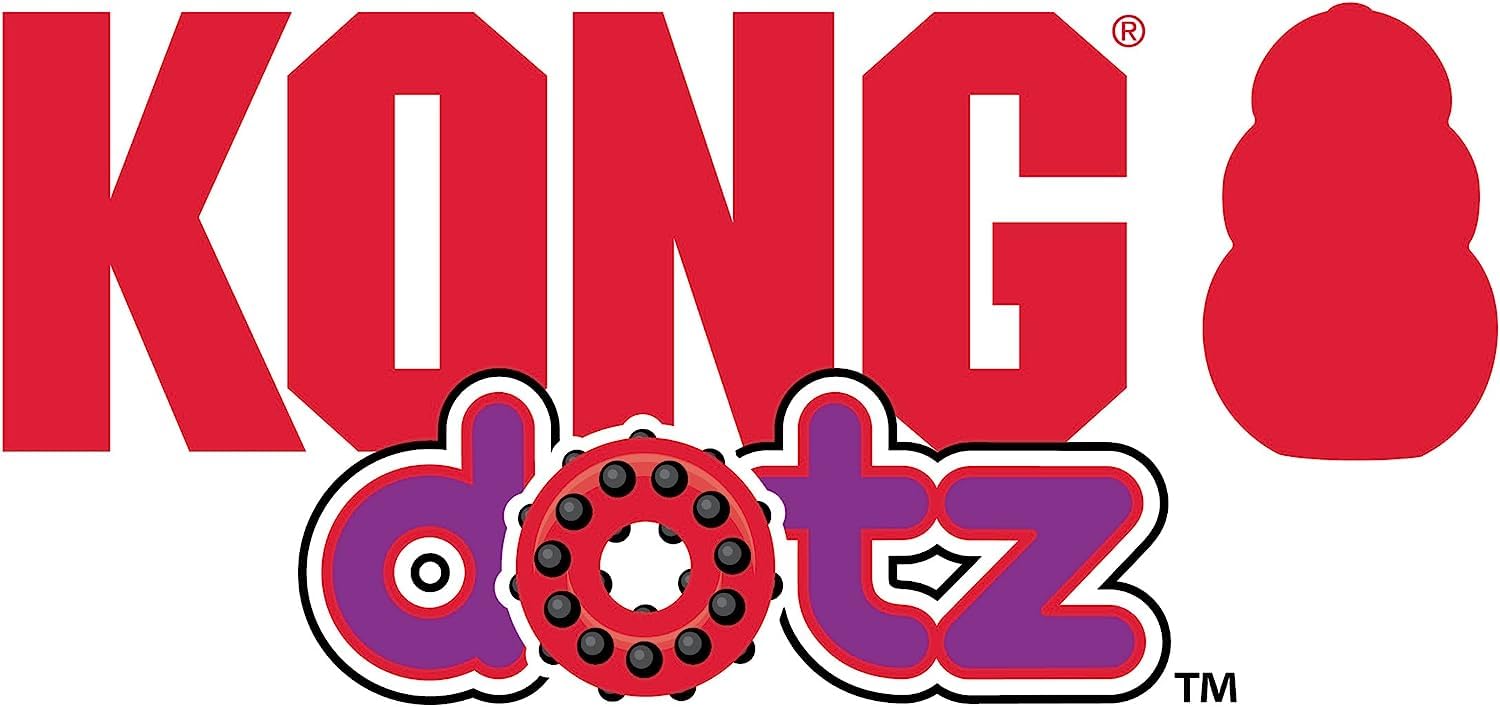 KONG Dotz Circle Dog Toy Large in use with an eager chewer
