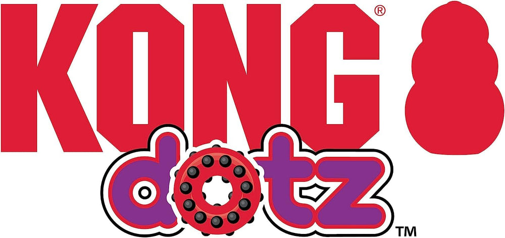 KONG Dotz Circle Dog Toy Large in use with an eager chewer