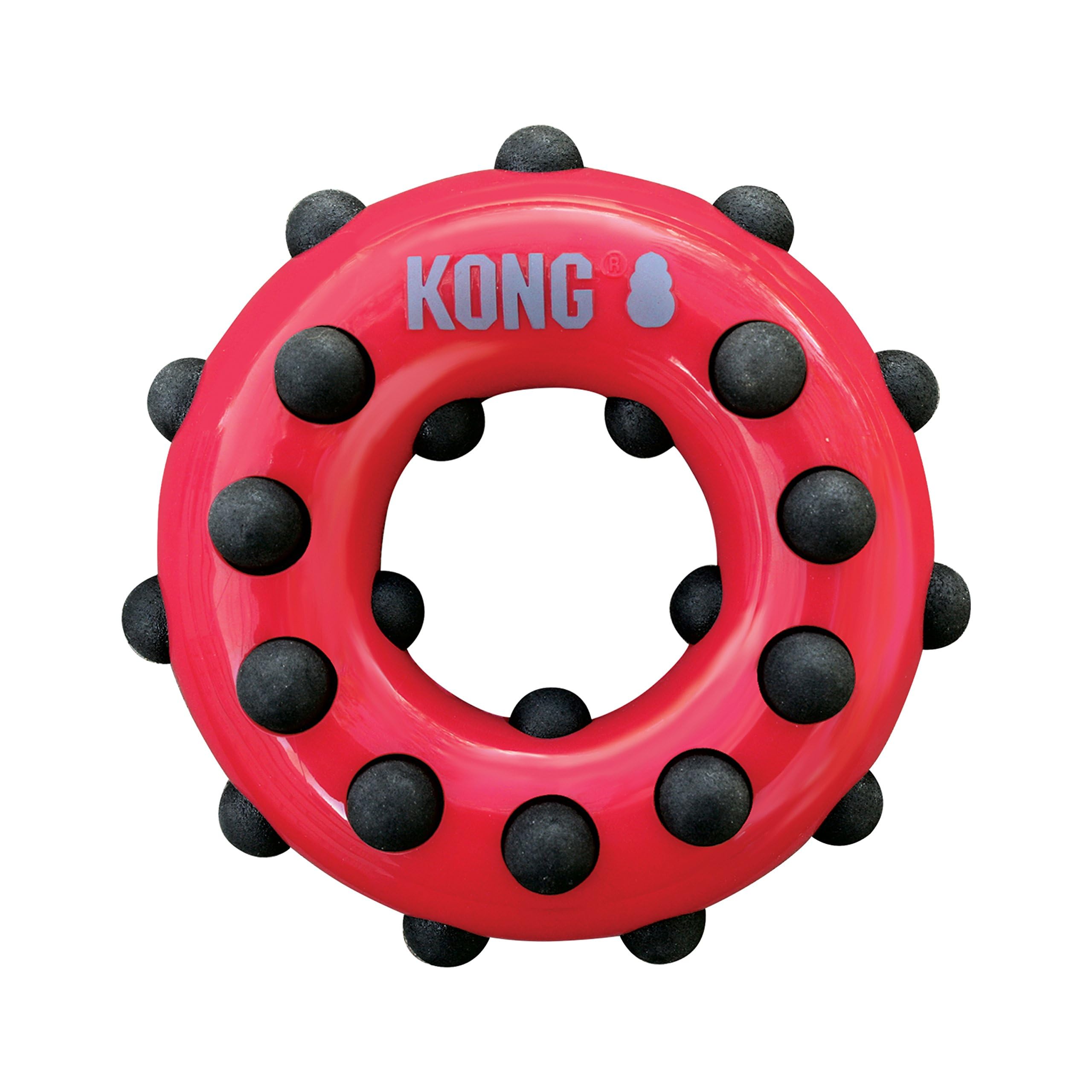 KONG Dotz Circle Dog Toy Large rubber material closeup