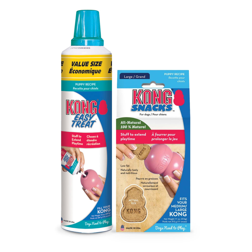 KONG Easy Treat 14oz tub with nozzle for mess-free stuffing.