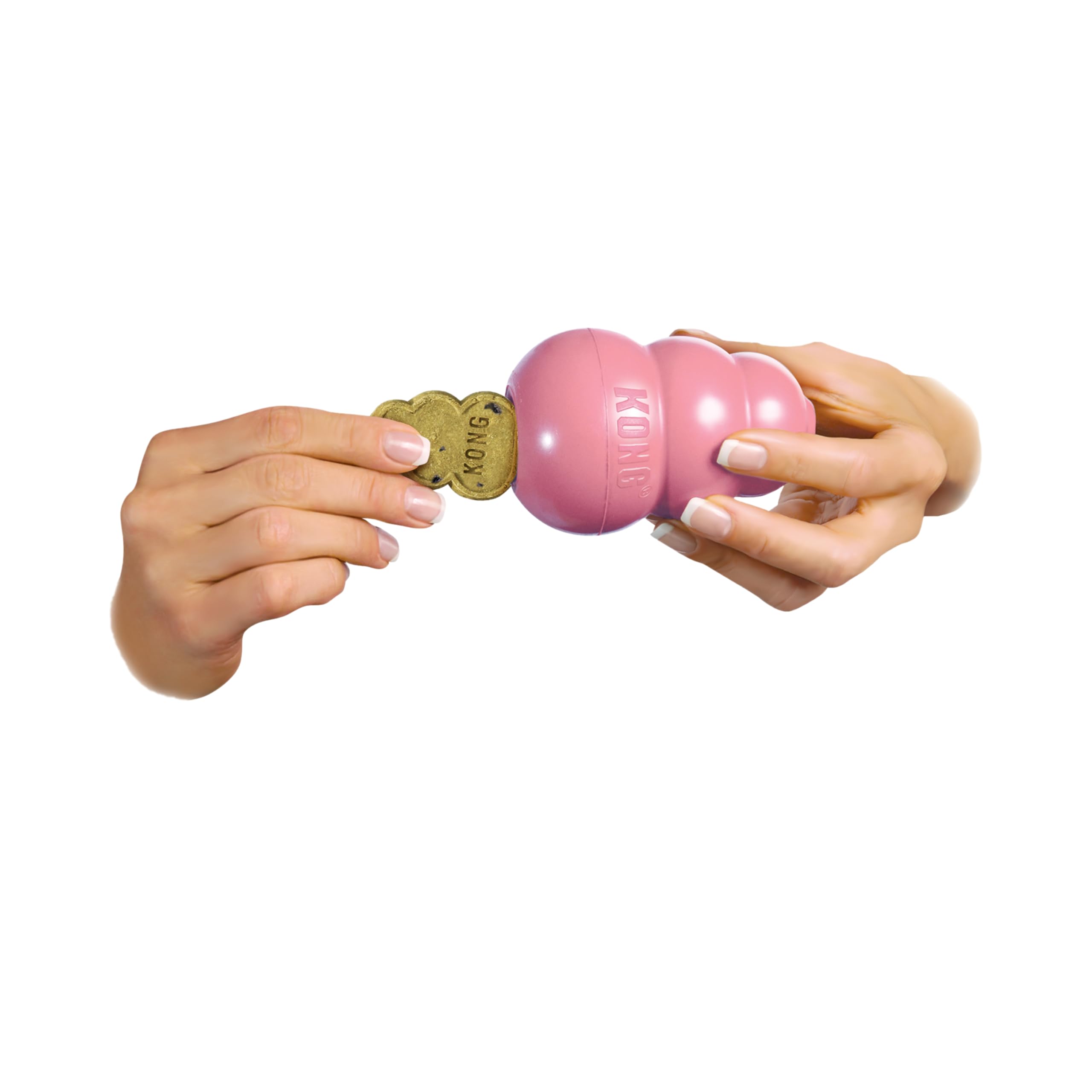 KONG Easy Treat easy-dispense nozzle reduces mess during stuffing.