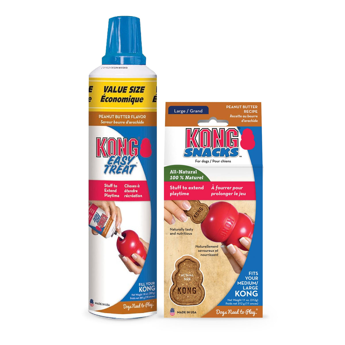 KONG Easy Treat peanut butter large packaging for mess-free stuffing and treat variety.