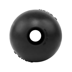 KONG Extreme Ball with Hole closeup demonstrates puncture-resistant rubber for durable fetch play.