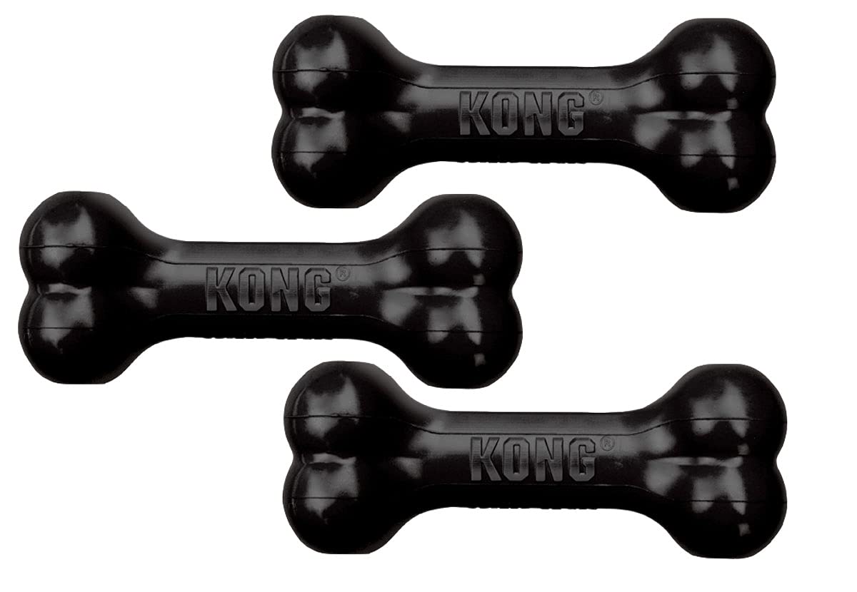 KONG Extreme Goodie Bone medium black front view for durable chewing and enrichment
