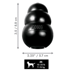 KONG Extreme toy bouncy black rubber promotes focused chewing and mental stimulation.