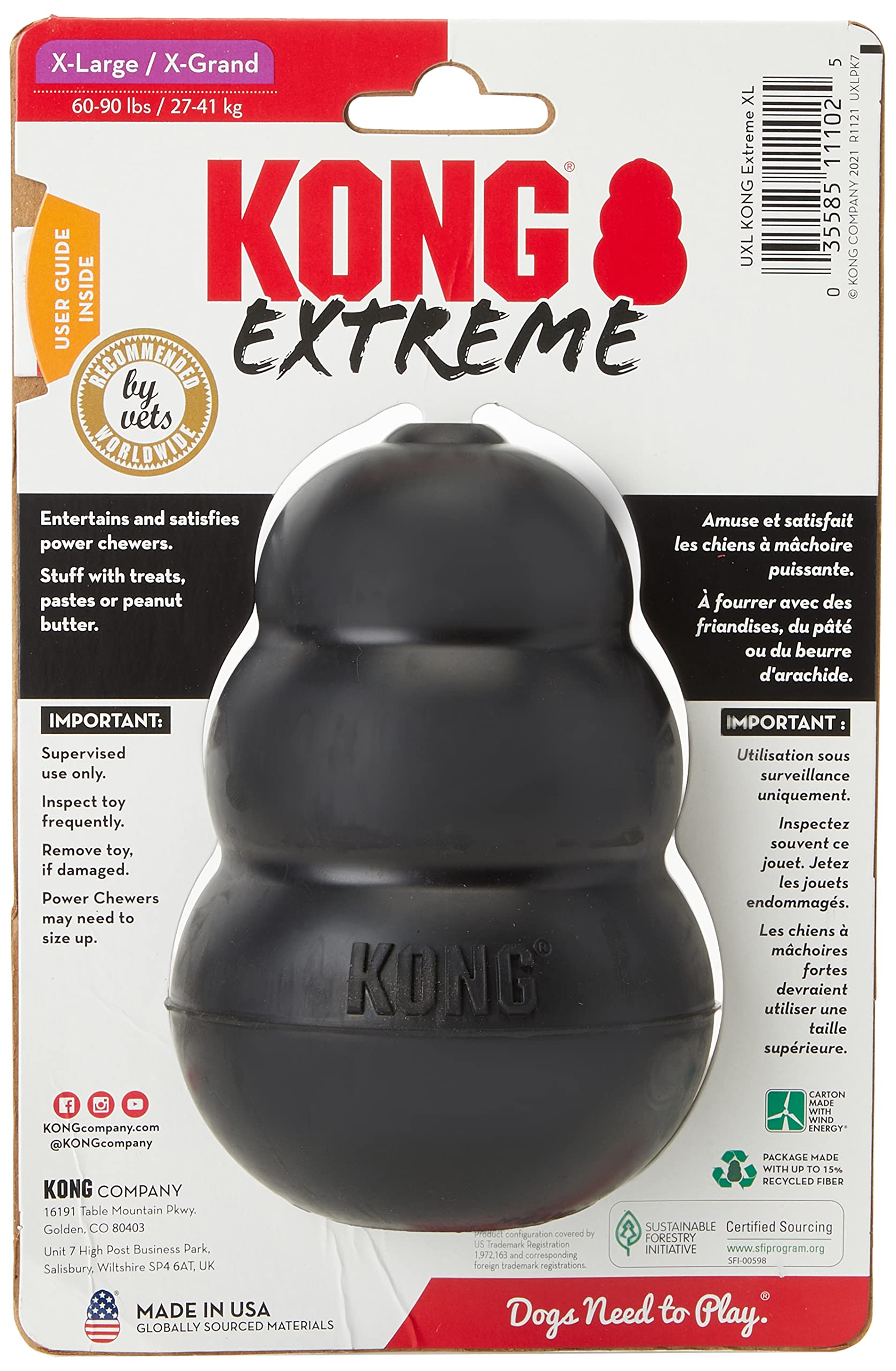 KONG Extreme X-Large 2-Pack action shot showing durable chew during play.
