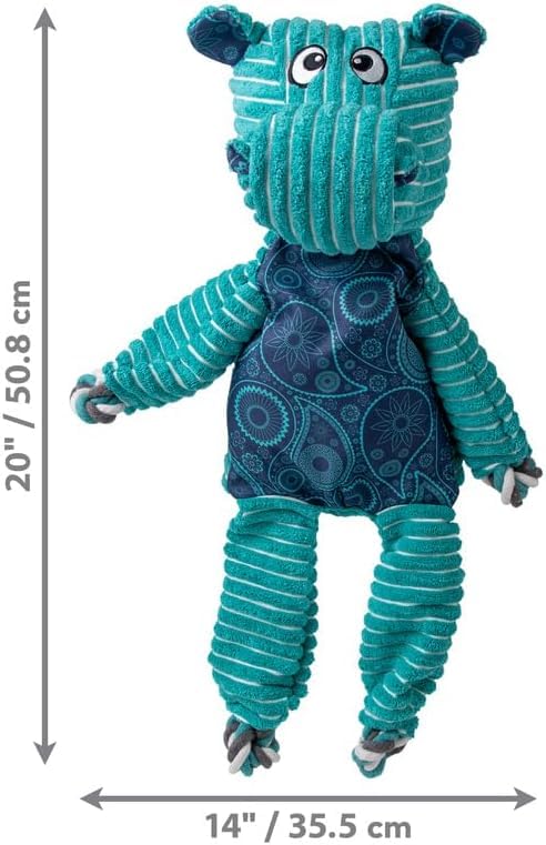 KONG Floppy Knots hippo no-stuffing design emphasizes durability during rough play.