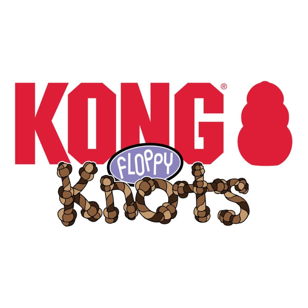 KONG Floppy Knots squeaker visible to showcase engaging play and auditory interest.