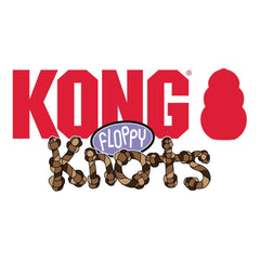 KONG Floppy Knots squeaker visible to showcase engaging play and auditory interest.