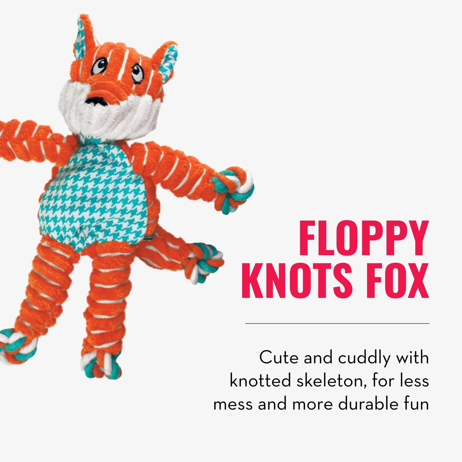 KONG Floppy Knots textured variety aids engagement during playtime.