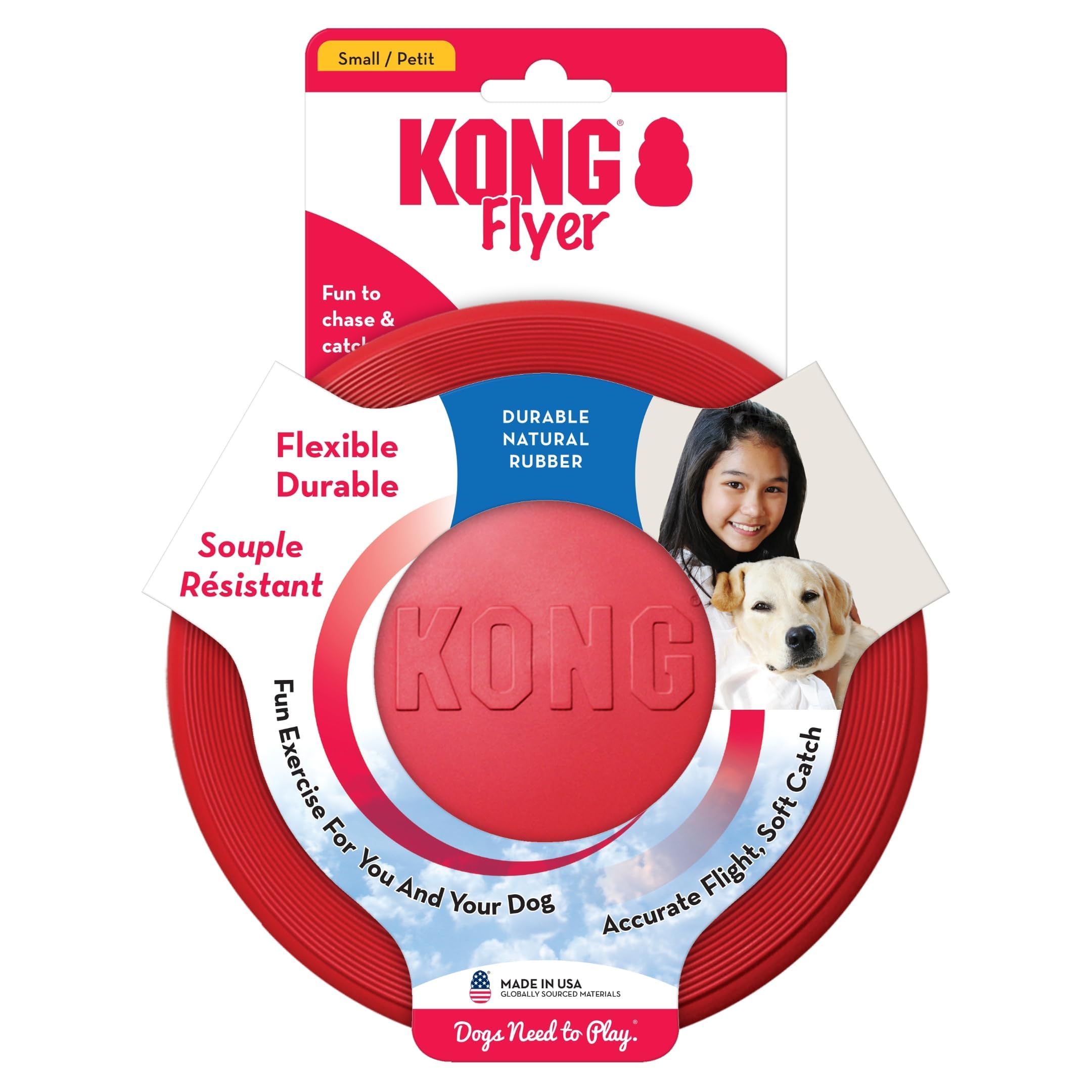 KONG Flyer durability close-up highlights forgiving rubber material.