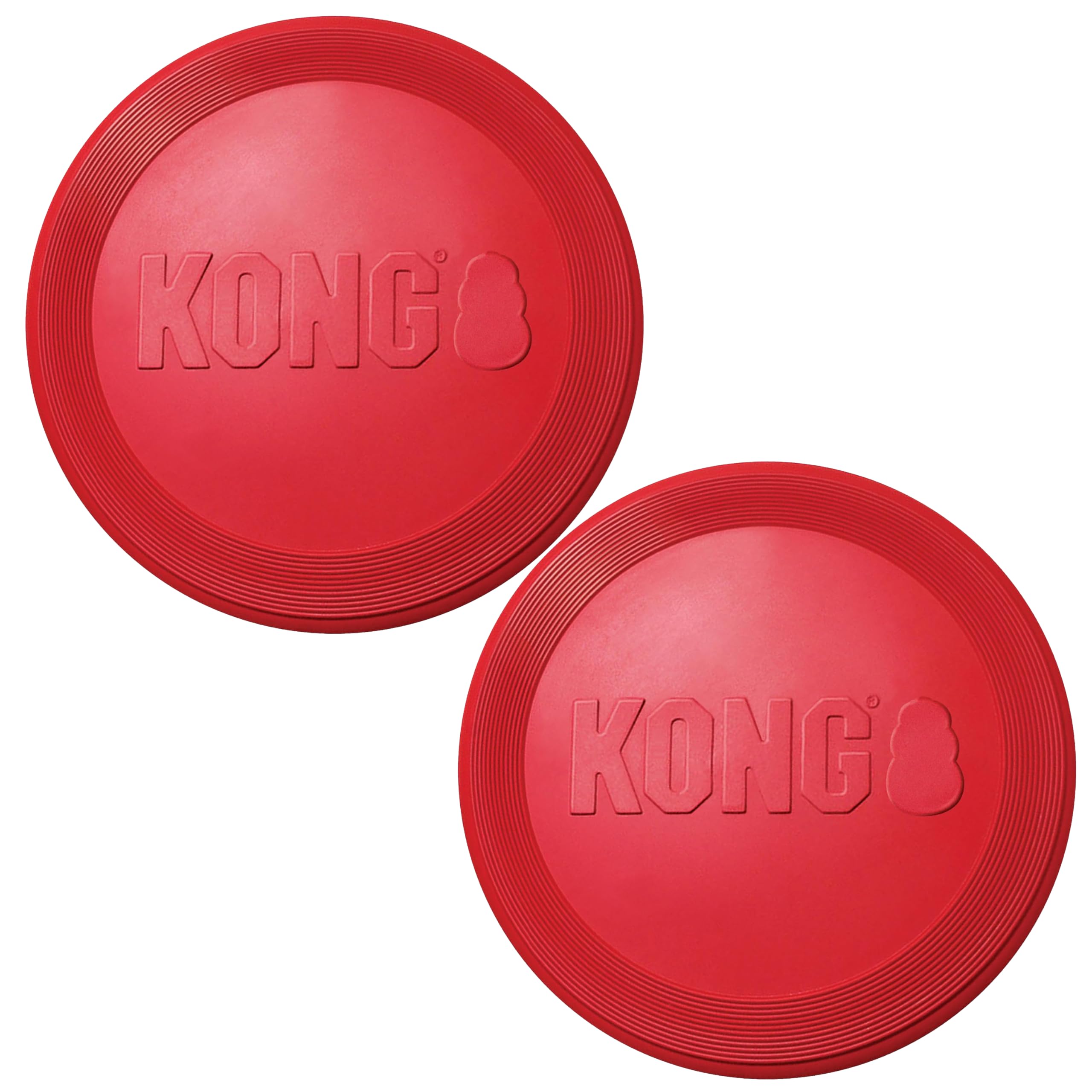 KONG Flyer durable natural rubber disc shown for safe outdoor fetch.