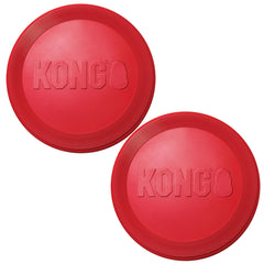 KONG Flyer durable natural rubber disc shown for safe outdoor fetch.