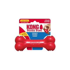 KONG Goodie Bone fillable treats closeup demonstrates treat-dispensing challenge for longer chewing sessions.