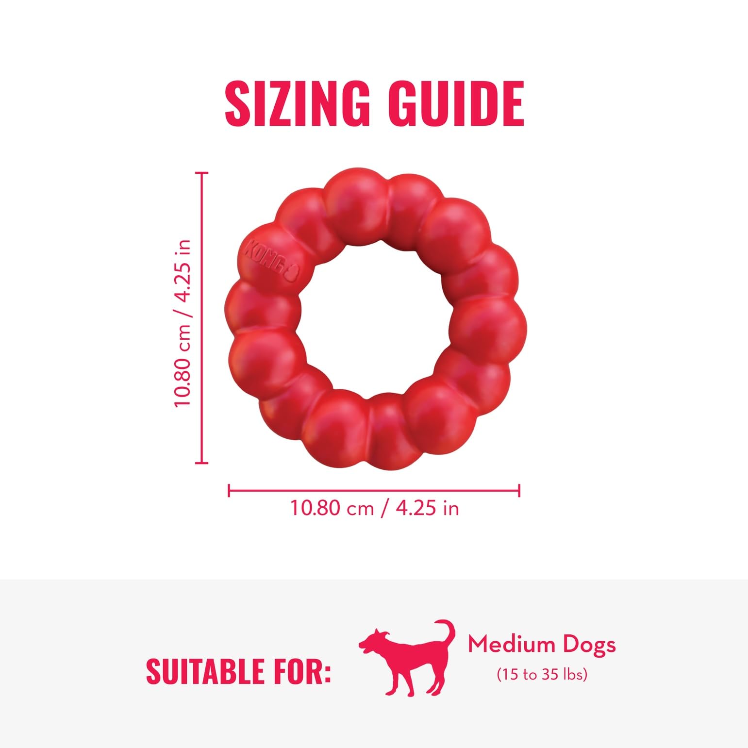 KONG Goodie Ribbon with treat-stuffing spaces for mental challenges.