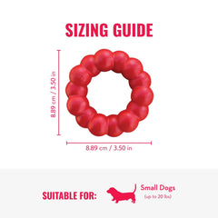 KONG Goodie Ribbon shows treat-stuffing spaces for mental stimulation.