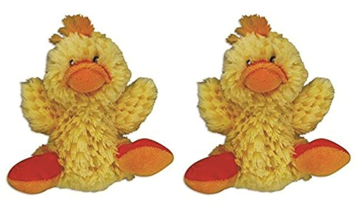 KONG Juguete para perro con bajo relleno y sonajero, color pato, paquete de 2 para juego limpio.