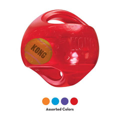 KONG Jumbler Ball built-in squeaker boosts interactive play sessions.