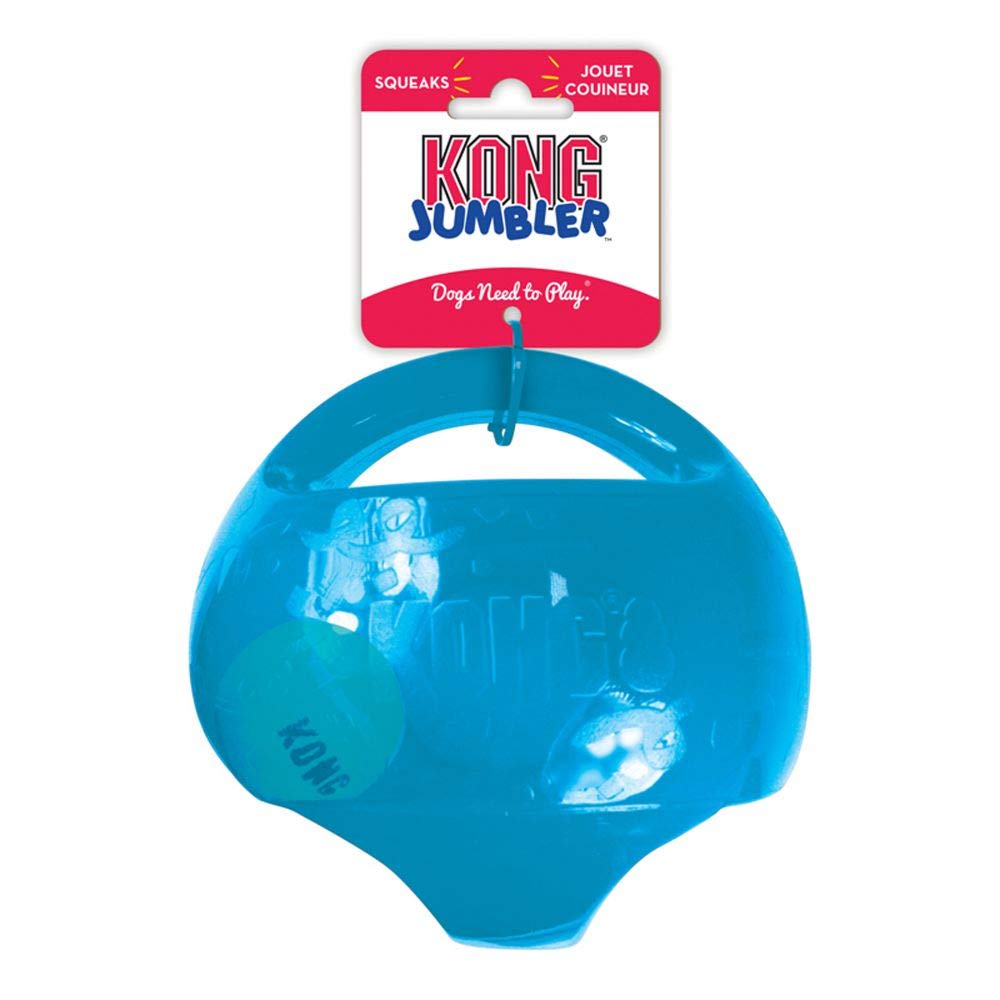 KONG Jumbler Ball red color for interactive play and squeaker engagement.