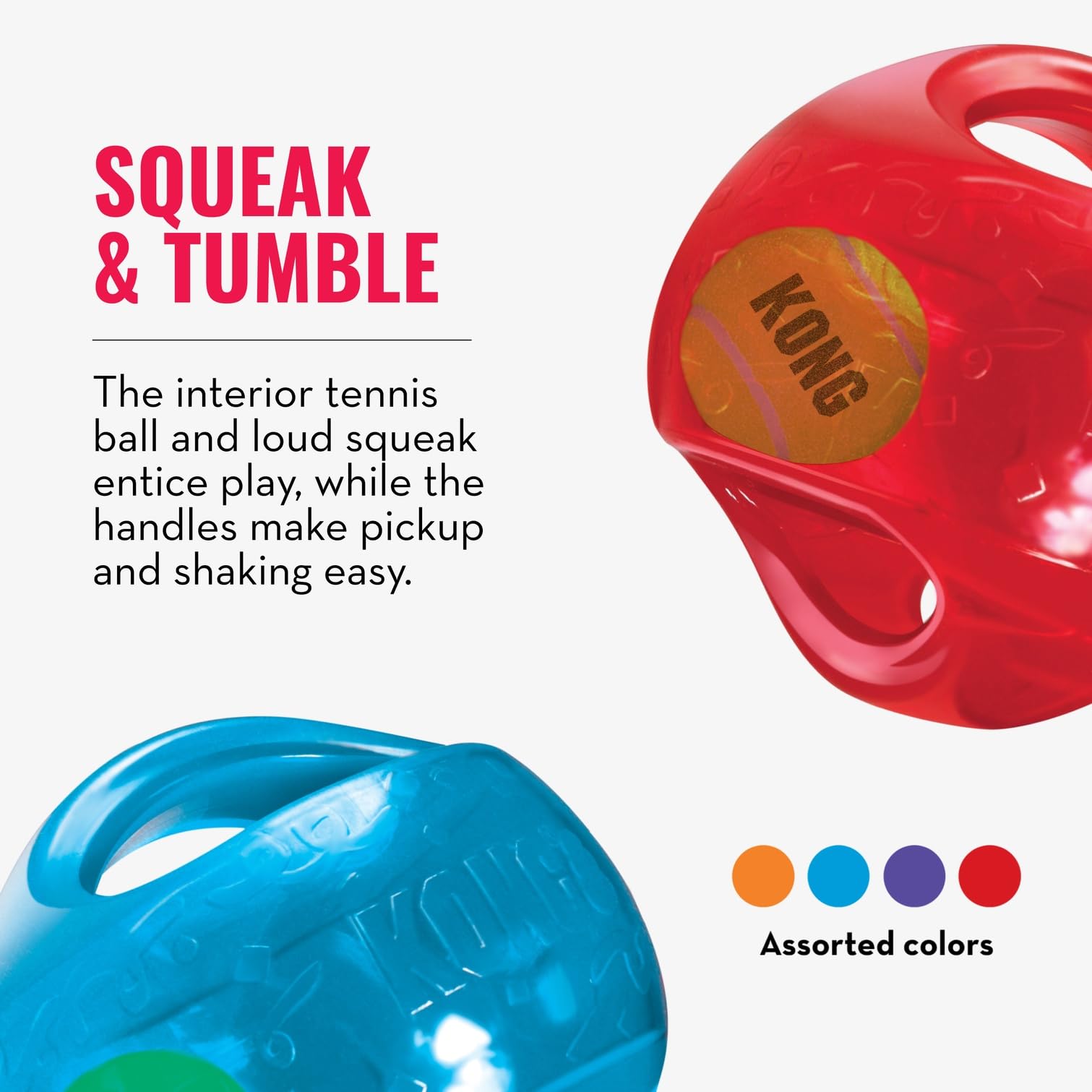 KONG Jumbler Ball loud squeaker captures attention during lively playtime