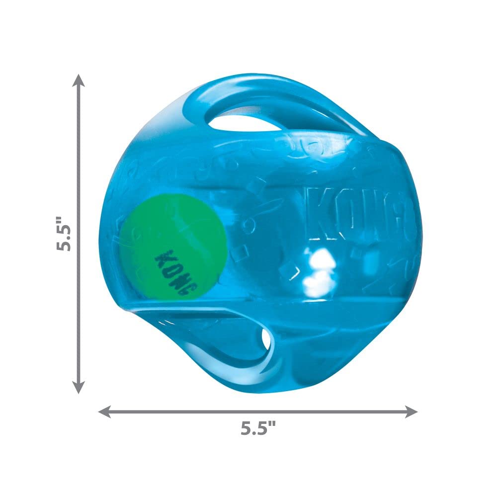 KONG Jumbler Ball's loud squeaker sparks energetic playtime.