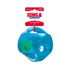 KONG Jumbler Ball outer shell with tennis ball for unpredictable fetch fun.