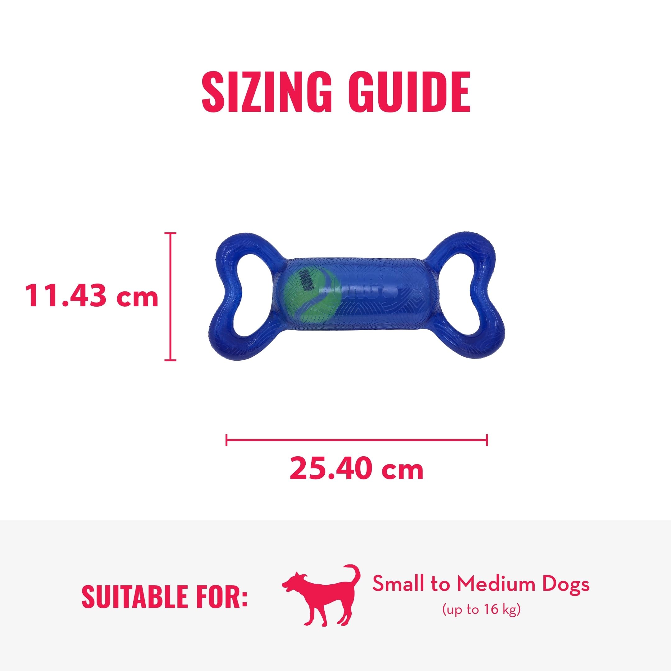 KONG Jumbler Tug handles enable easy grabbing during play.