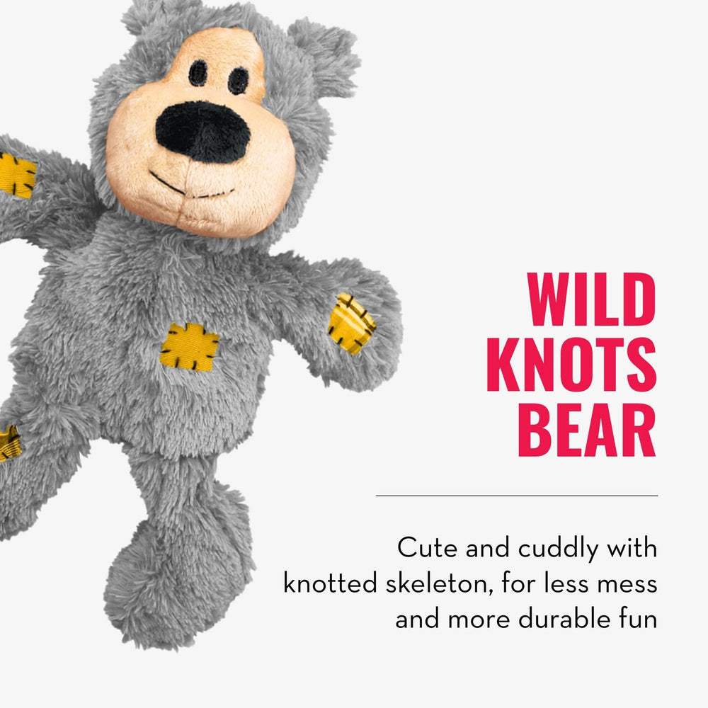 KONG Knots Bear plush durability with less stuffing for mess-reducing fun.