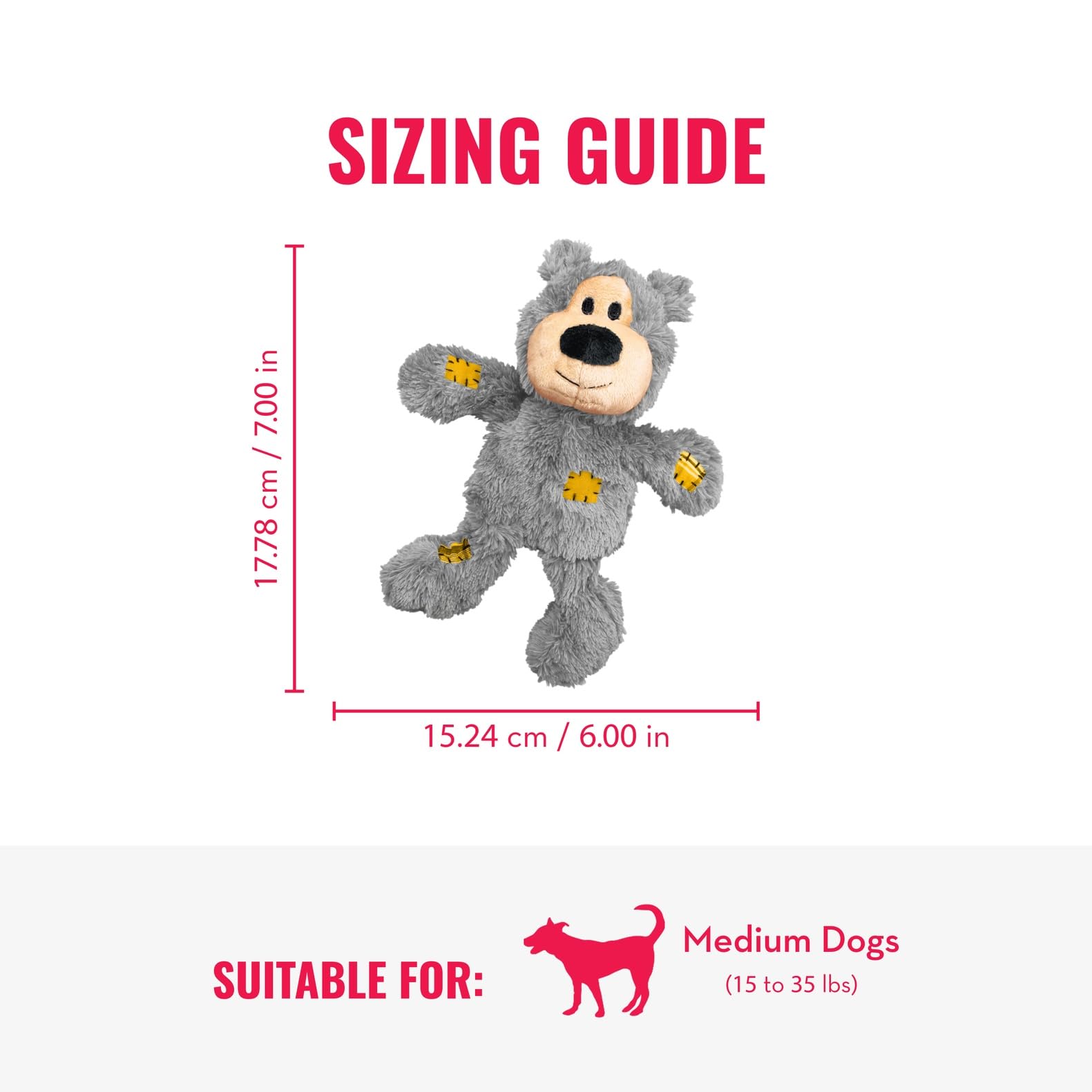 KONG Knots Bear plush with knotted skeleton for lasting play