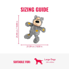 KONG Knots Bear squeak feature encourages interactive play sessions.