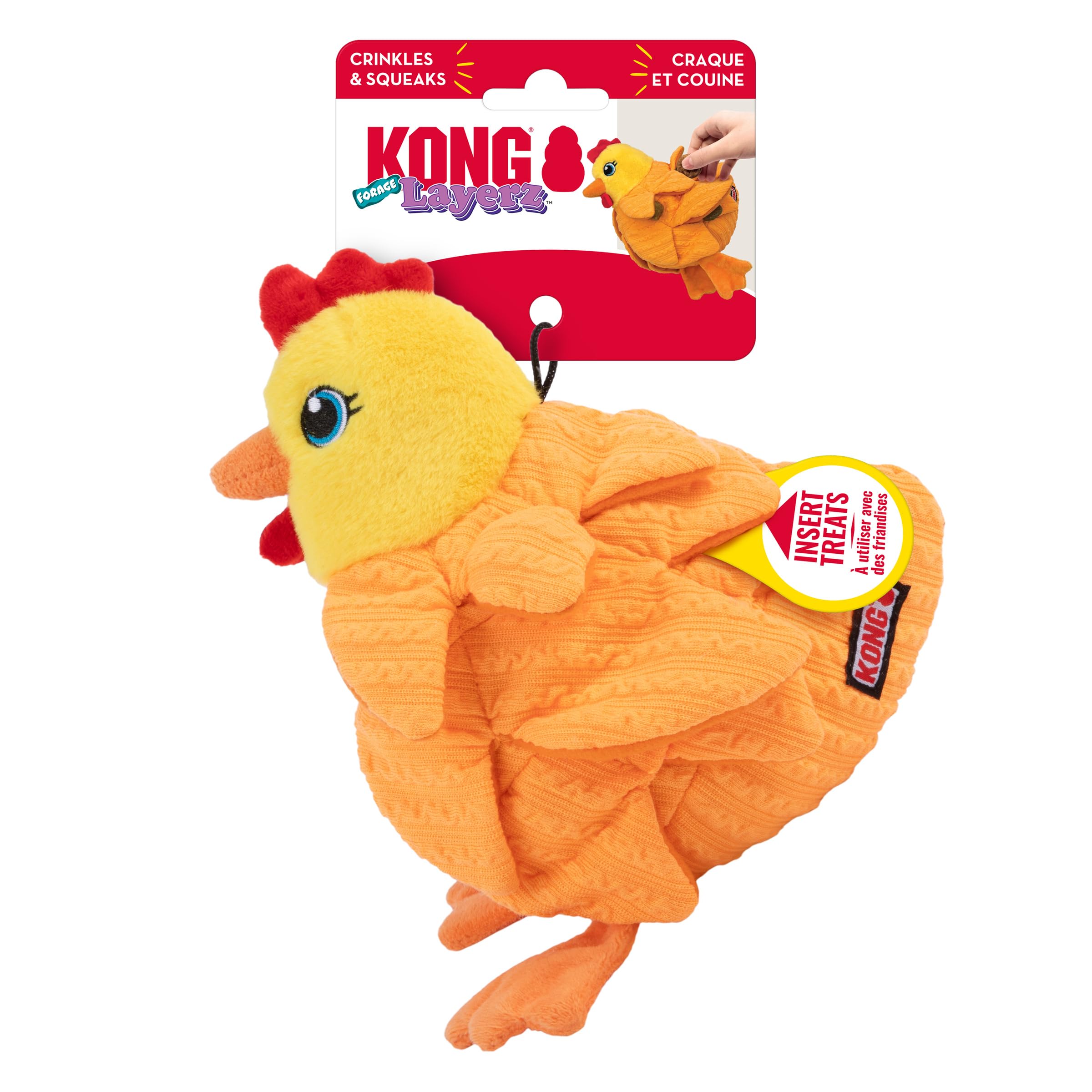 KONG Layerz Forage muestra material de crujido para juego sensorial.