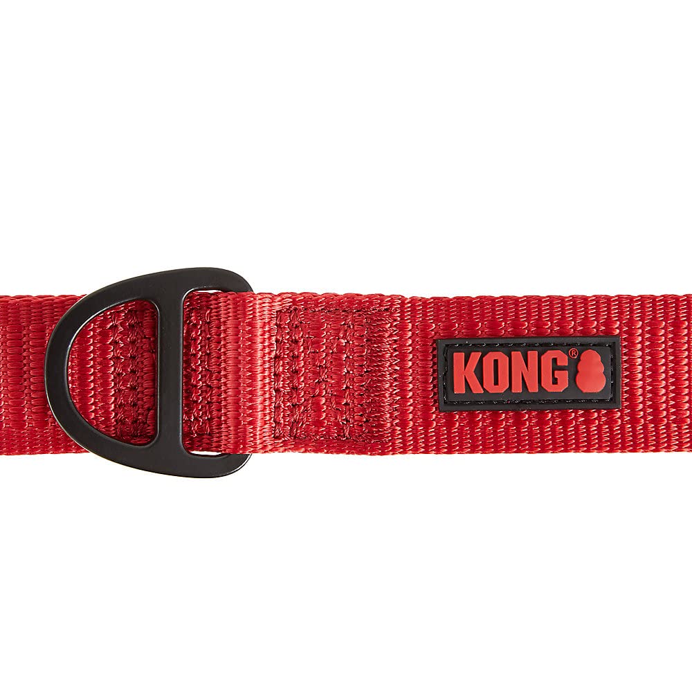 KONG Max HD Traffic Handle Leash 1.25in-wide red strap demonstrates rugged grip for confident walking.