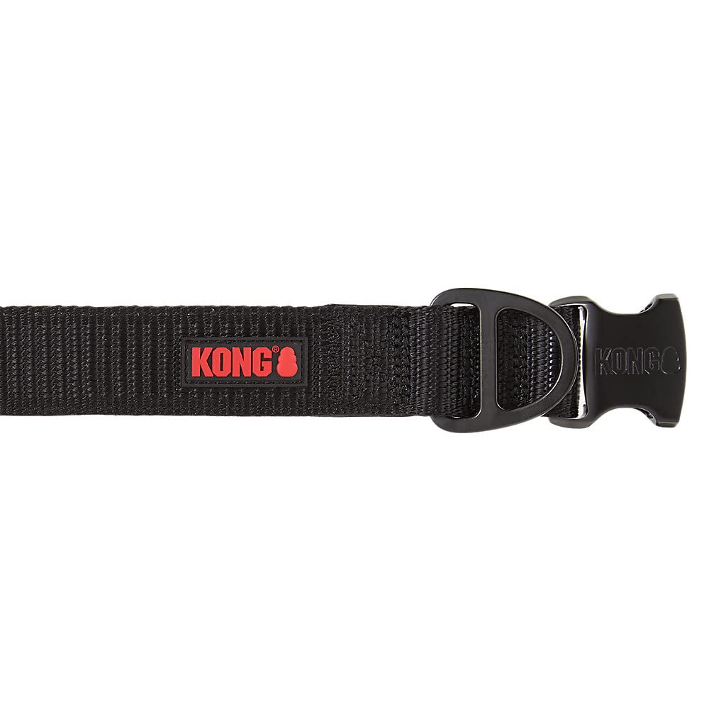 KONG Max HD XL black collar showing sturdy D-ring for ID tags and leash