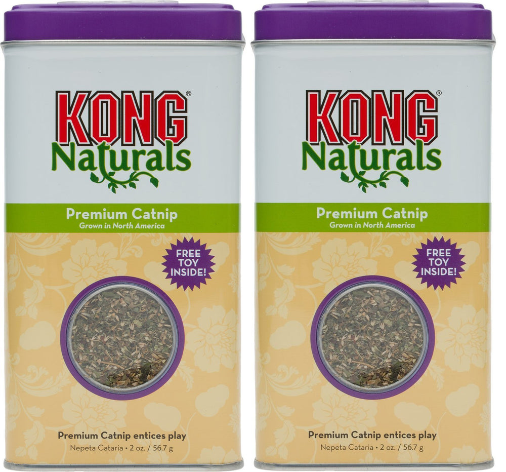 KONG Naturals Premium Catnip 2 oz product shot highlighting aroma for playful cat sessions.