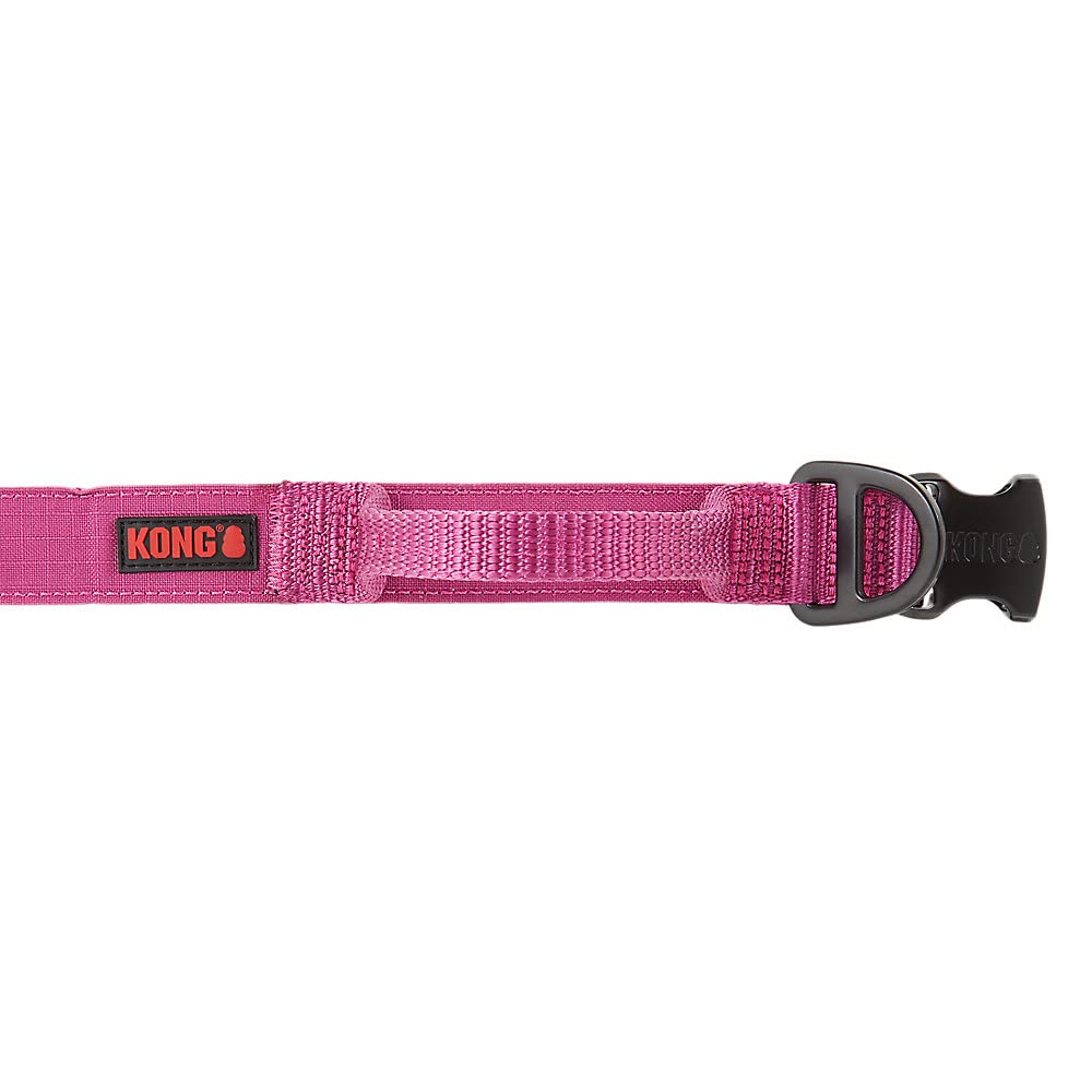 KONG pink collar metal snap buckle and D-ring hardware