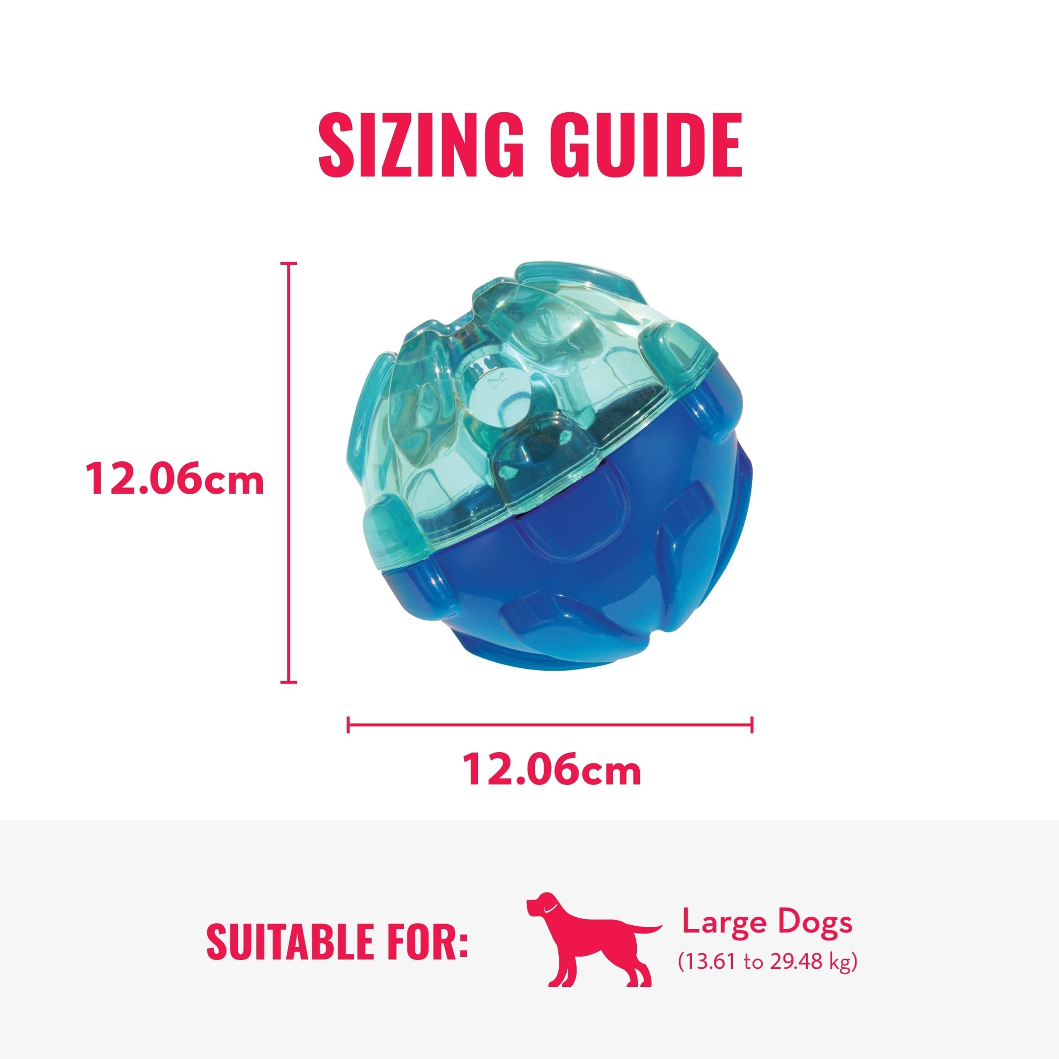 KONG Rewards Ball LG easy-loading funnel simplifies filling and cleaning.