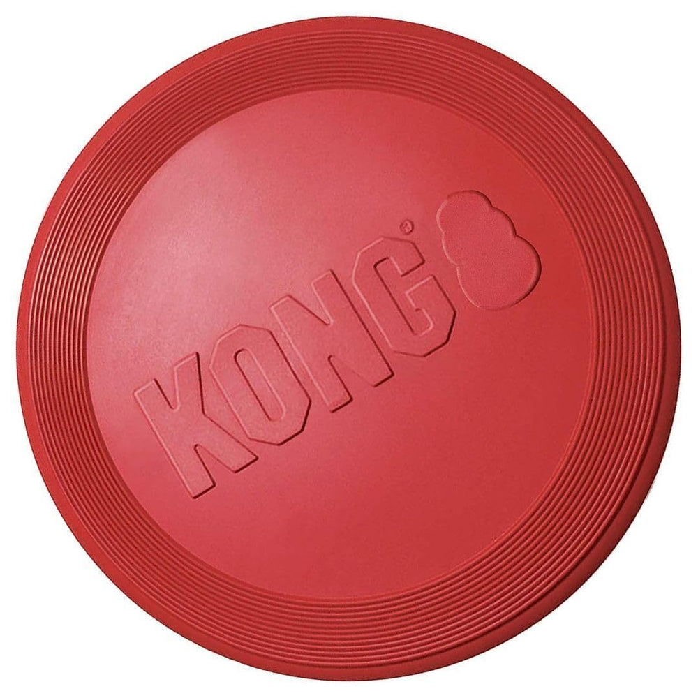 KONG Rubber Flyer large red in-use shot, great for backyard games.