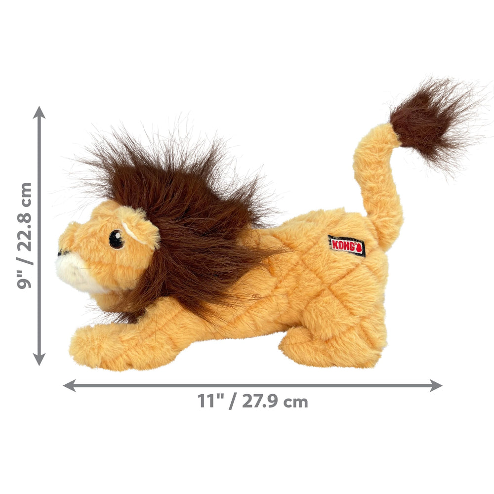 KONG Scampers Wildlife Lion curved-tail image highlights dynamic posing for interactive tug and fetch.