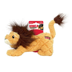 KONG Scampers Wildlife Lion squeaker image shows how the low-tone sound sparks curious nuzzling.