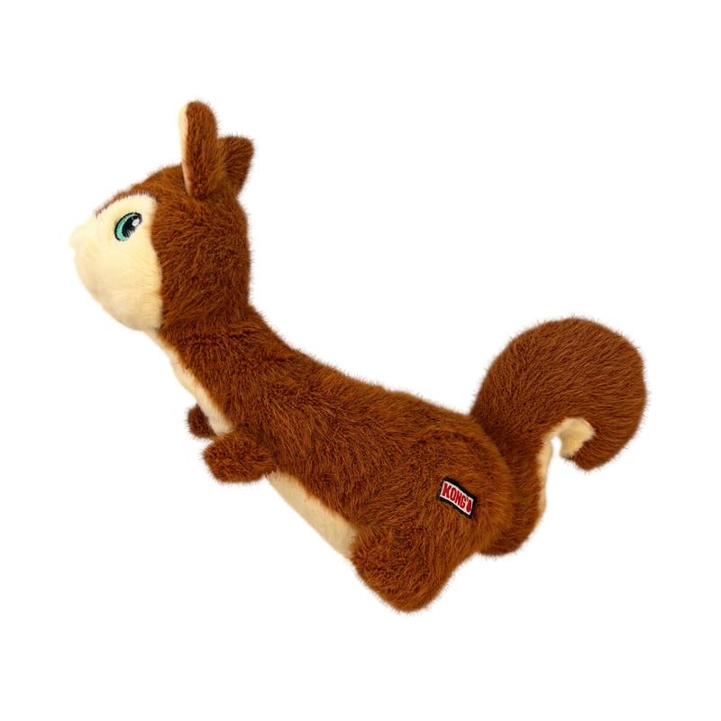 KONG Scruffs 15x4.5 inch plush toy size fits medium-to-small dogs for play sessions.