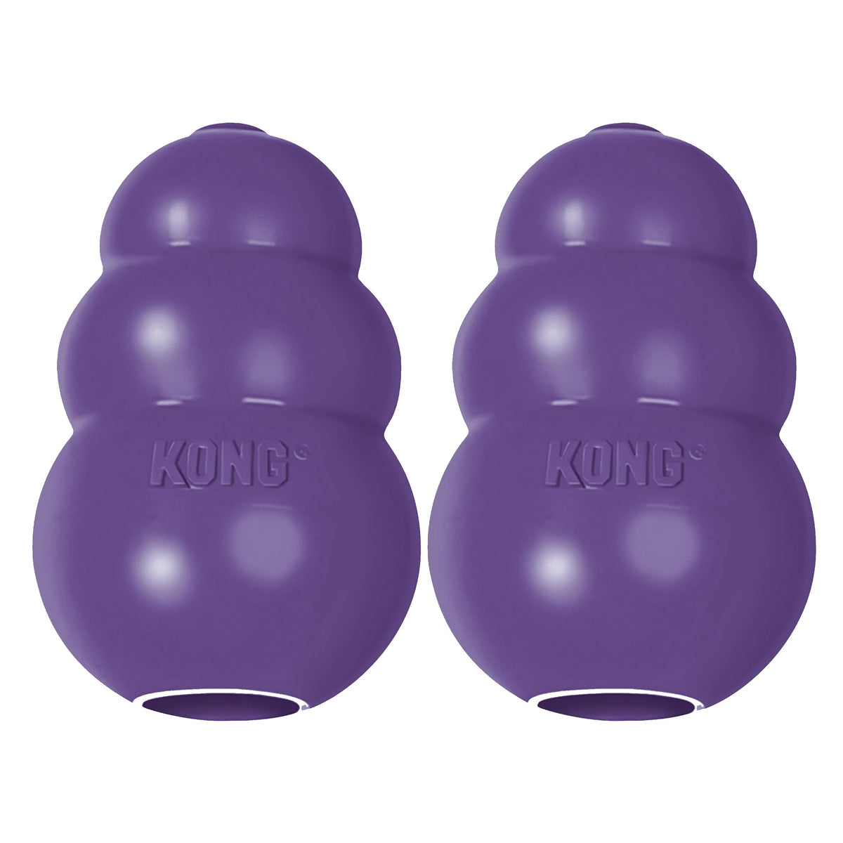 KONG Senior natural rubber toy closeup highlighting gentle material for older dogs' teeth and gums.