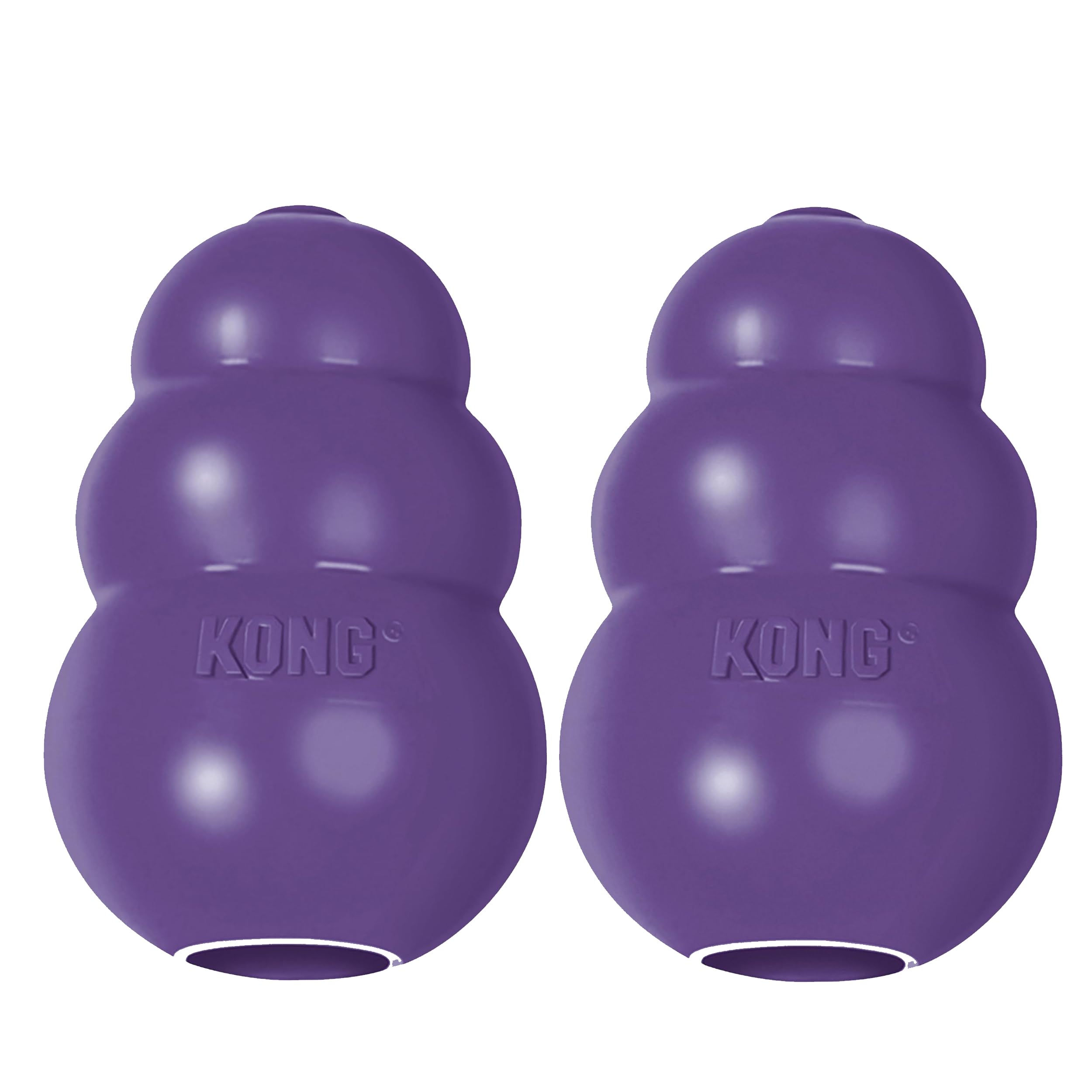 KONG Senior toy with soft rubber is gentle on aging dogs' teeth during chews.