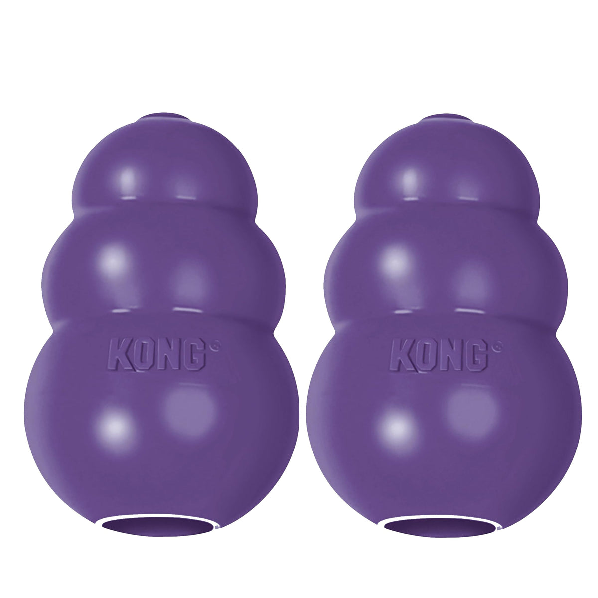 KONG Senior toy with soft rubber is gentle on aging dogs' teeth during chews.