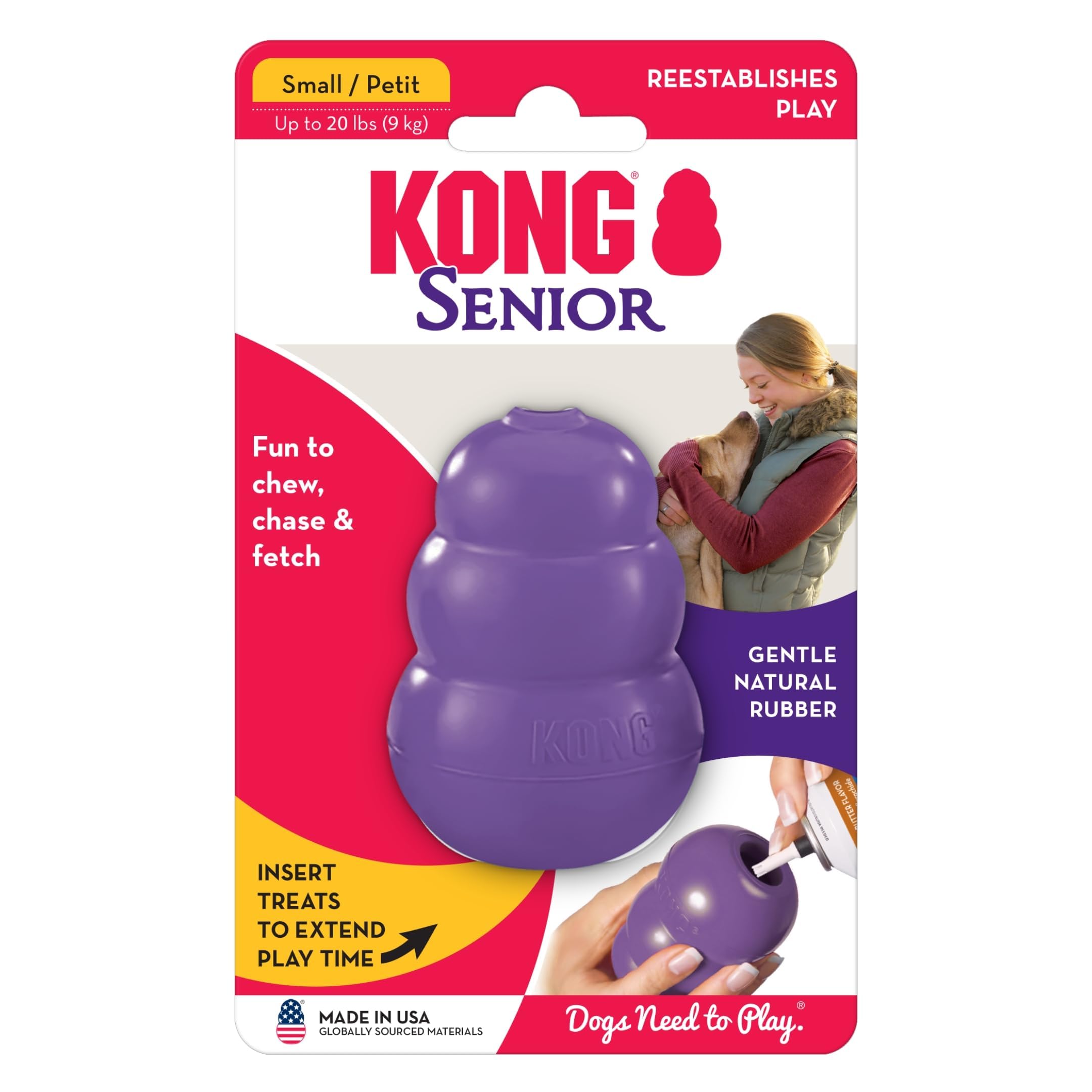 KONG Senior toy requires supervised play for safety and longer enjoyment.