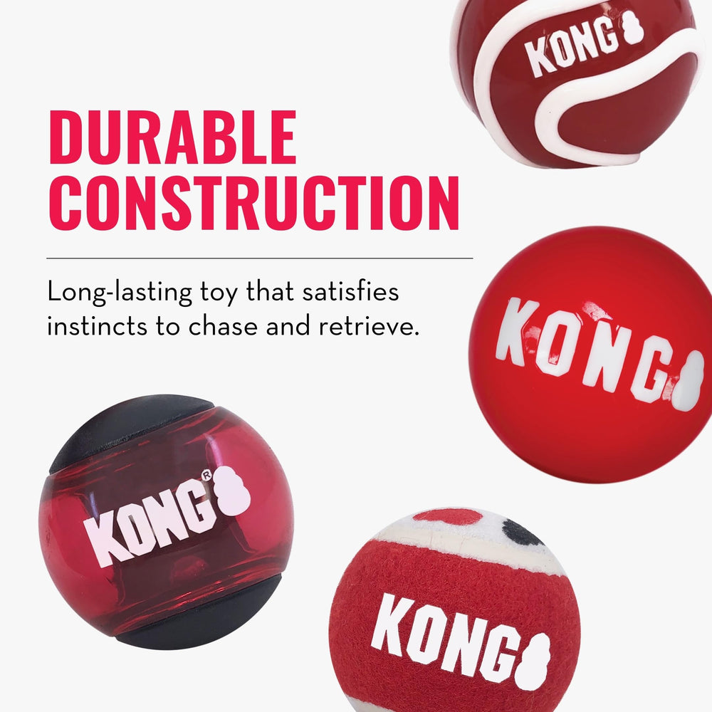 KONG Signature balls squeaky and non-squeaky options for volume control