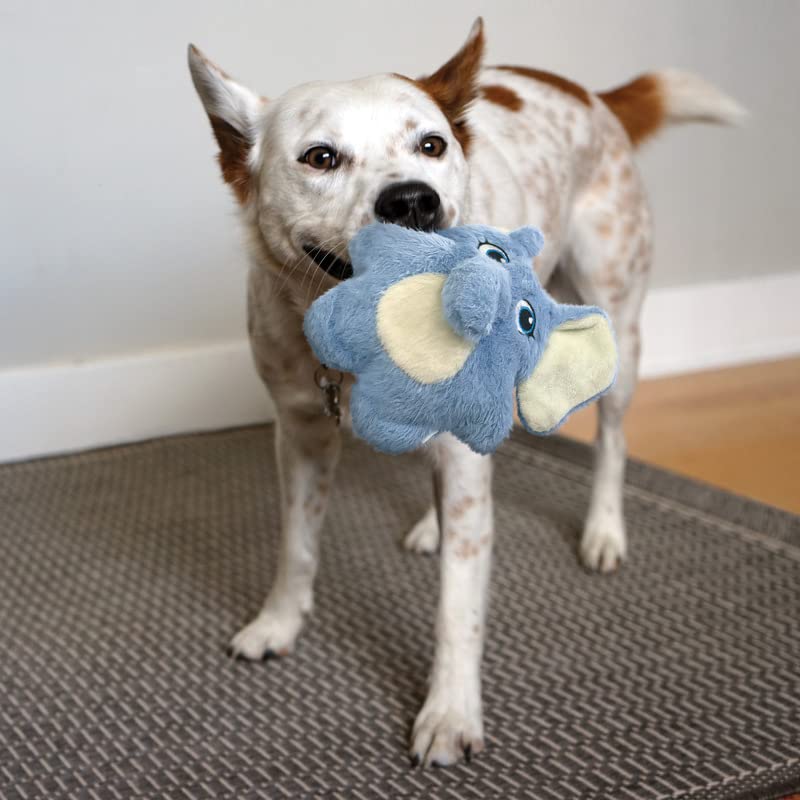 KONG Snuzzles Elephant squeaker close-up highlighting deep, engaging squeak.