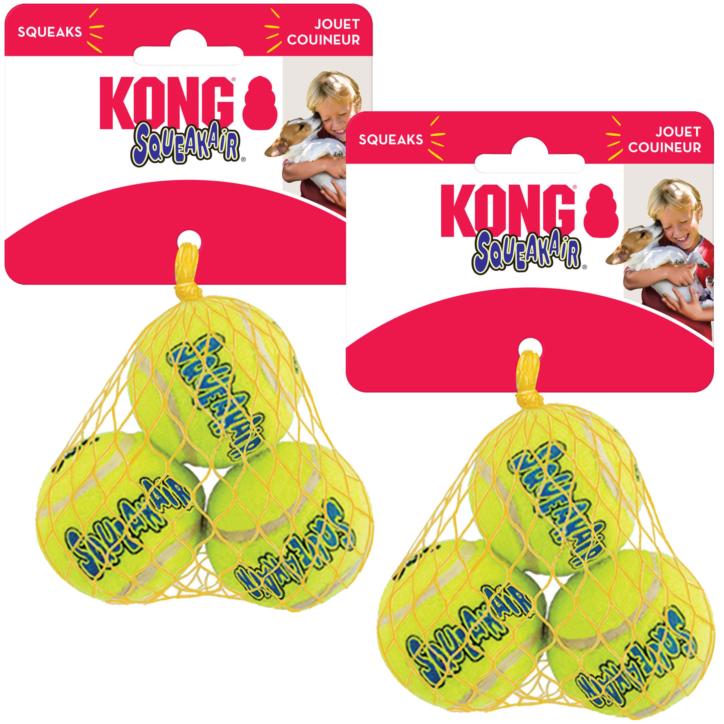 KONG Squeakair Ball: juguete-perro, enfoque en la pelota de tenis suave para juego de traer.