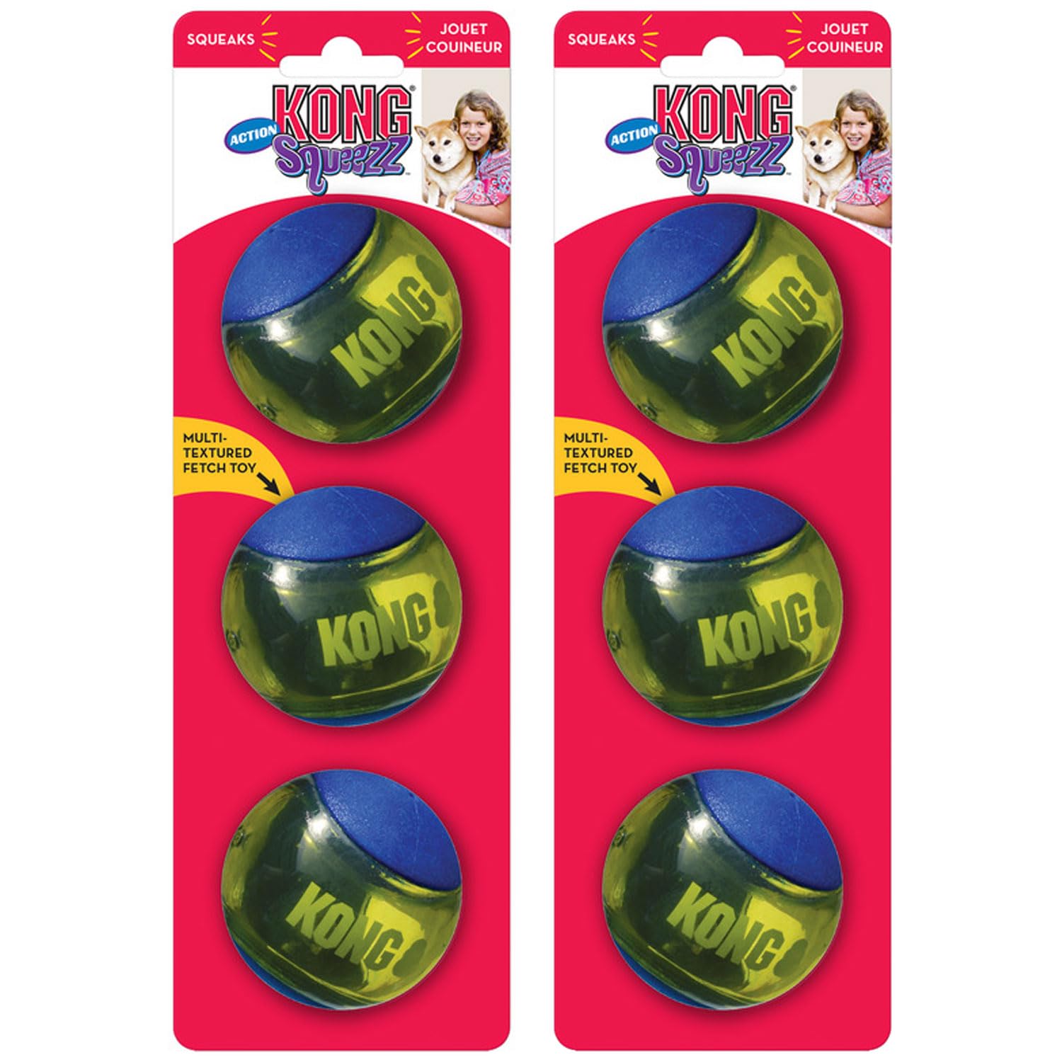 KONG Squeezz Action Ball shows durable bounce for fetch and chew sessions.