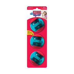 KONG Squeezz Action Ball Red MD front view, vibrant texture for interactive fetch
