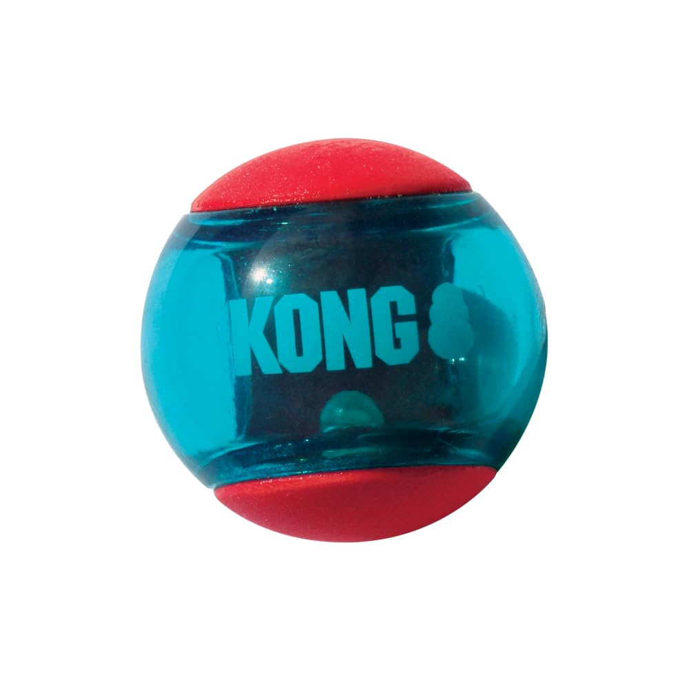 KONG Squeezz Action Ball Red MD close-up squeaker for added excitement during play